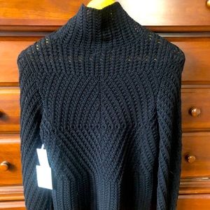 1. STATE Black woven mock neck sweater